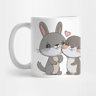 Rabbit & Otter in Love Mug